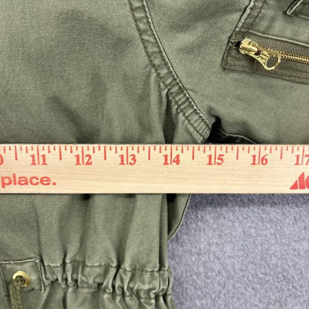 GAP Kids Jacket Girls Small 6-7 Olive Hooded Parka Faux Fur‎ Trim Utility Anorak